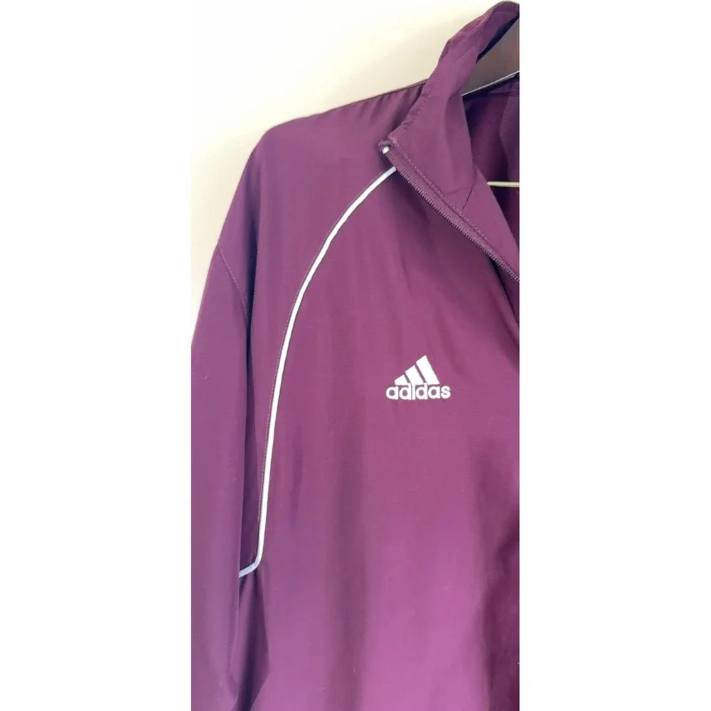 Adidas Quarter Zip Windbreaker Jacket Men's‎ M Maroon Mesh Lined Vented Outdoor